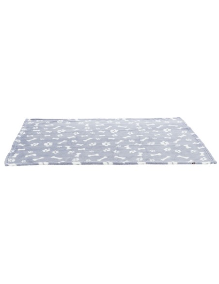 Manta Kenny azul para perrros, Protege muebles, de felpa azul con motivos decorativos de huellas y huesitos Manta Kenny azul para perrros, Protege muebles, de felpa azul con motivos decorativos de huellas y huesitos