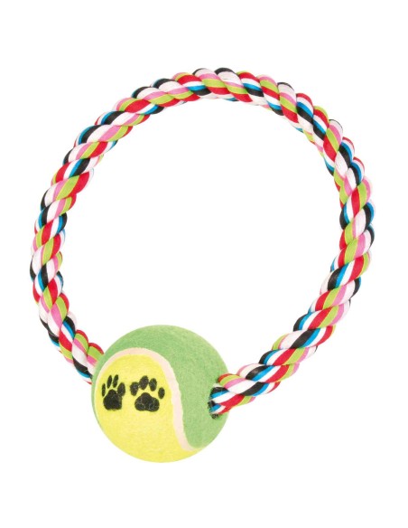 Juguete Trixie Aro De Cuerda Con Pelota De Tenis, Para perros
