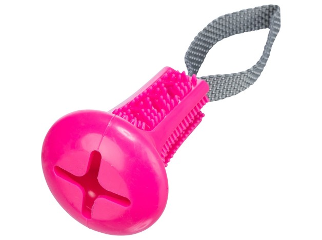 Juguete Interactivo, Campana Snack Con Cuerda color fucsia, para perros, juguete dispensador de premios