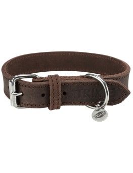 Collar Trixie De Cuero Engrasado Rustic Marrón Oscuro, Para Perros