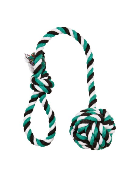 Juguete Trixie Cuerda De Algodón Con Pelota Para Perros, indicada para el juego del tira y afloja