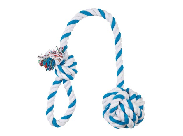 Juguete Trixie Cuerda De Algodón Con Pelota Para Perros, disponible en cuatro colores