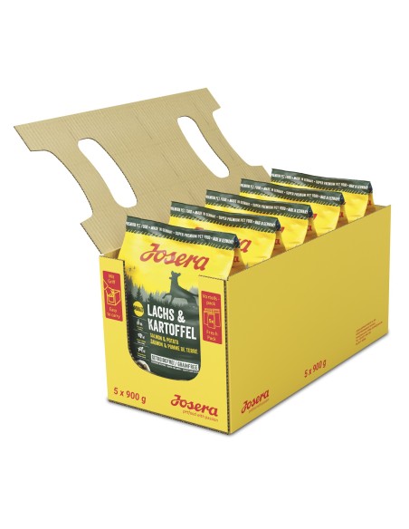 Pienso Josera Nature Salmón y patata, libre de cereales, pack de 5 sacos de 900g.