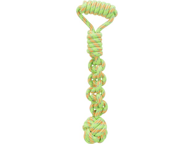 Juguete Trixie Cuerda Juego con Pelota Tejida, Para Perros, juego de tira y afafloja