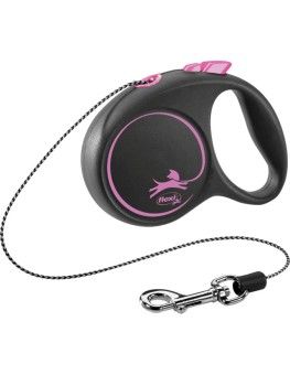 Flexi Black Design Rosa cordón, correa extensible para perros