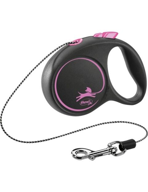 Flexi Black Design Rosa cordón, correa extensible para perros
