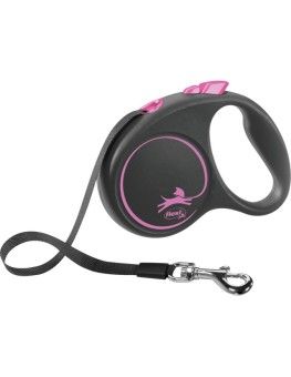 Flexi Black Design Rosa Cinta, correa extensible para perros