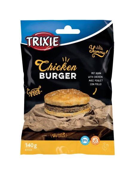 Chicken Burger, sanck para perros, de pollo y piel