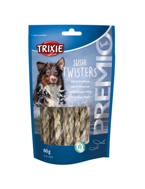 Premios Trixie Sushi Twisters, snack de pescado blanco para perros