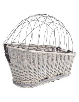 Cesta Trixie de mimbre gris, para llevar al perro en bici 2