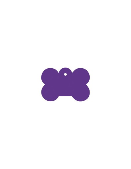 Chapa identificativa con forma de hueso lila para perros