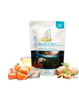 Isegrim sobres de comida húmeda de Salmón y Trucha para perros