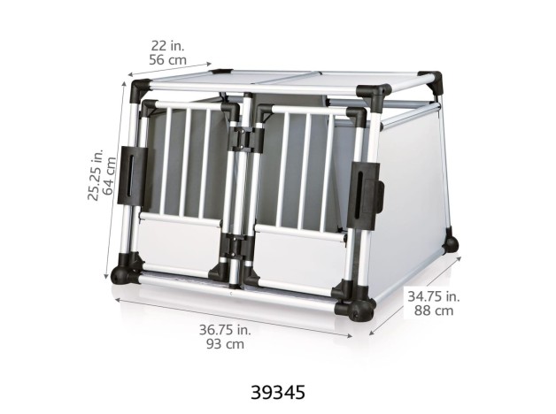 Trasportín para perros doble de aluminio para el maletero del coche, medidas