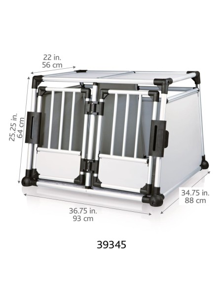 Trasportín para perros doble de aluminio para el maletero del coche, medidas