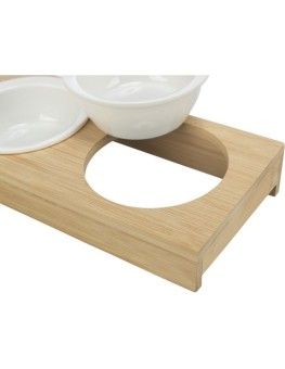 Soporte Trixie de Bambu con dos comederos de cerámica para perros pequeños 2