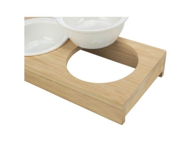 Soporte Trixie de Bambu con dos comederos