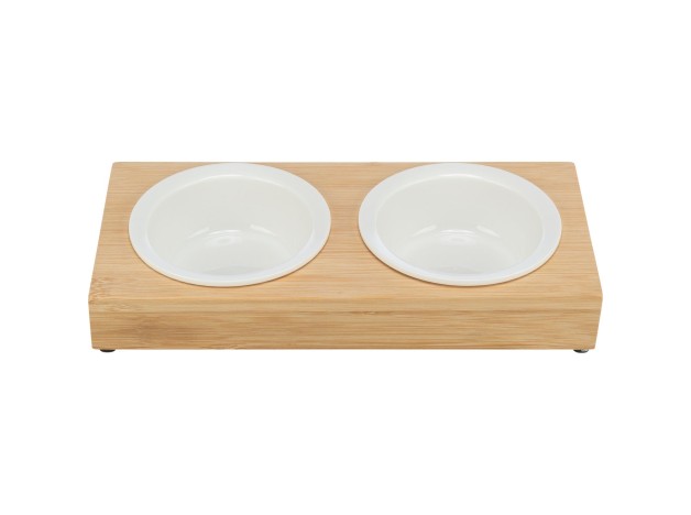 Soporte Trixie de Bambu con dos comederos de cerámica