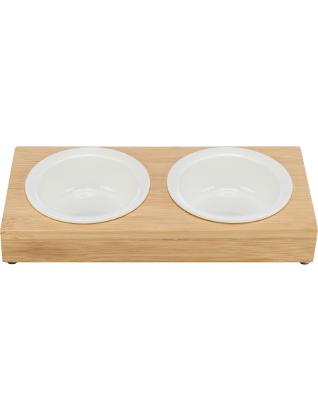 Soporte Trixie de Bambu con dos comederos de cerámica