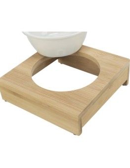 Soporte Trixie de Bambu con comedero de ceramica para perros 2