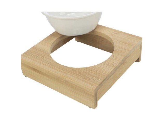 Soporte Trixie de Bambu con comedero de ceramica