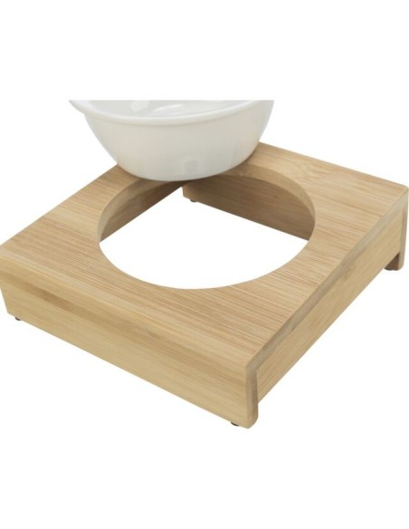 Soporte Trixie de Bambu con comedero de ceramica