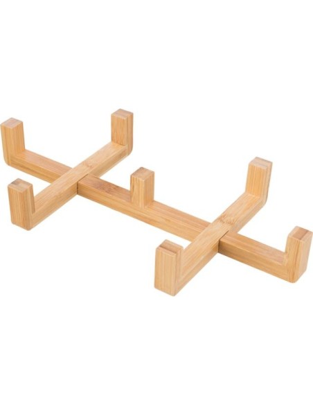 Soporte de bambu con cuencos de porcelana para perros de razas pequeñas