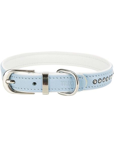 Collar de piel Trixie azul con piedras preciosas para perros Collar de piel Trixie azul con piedras preciosas para perros