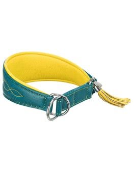 Collar de piel para galgos, Trixie Active confort azul petroleo