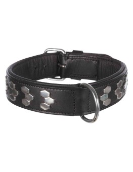 Collar extra ancho piel negra Trixie Active diseño metálico para perros