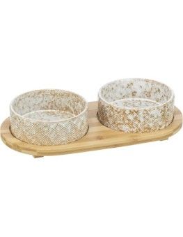 Set de comederos cerámica y bambu de Trixie para perros 2