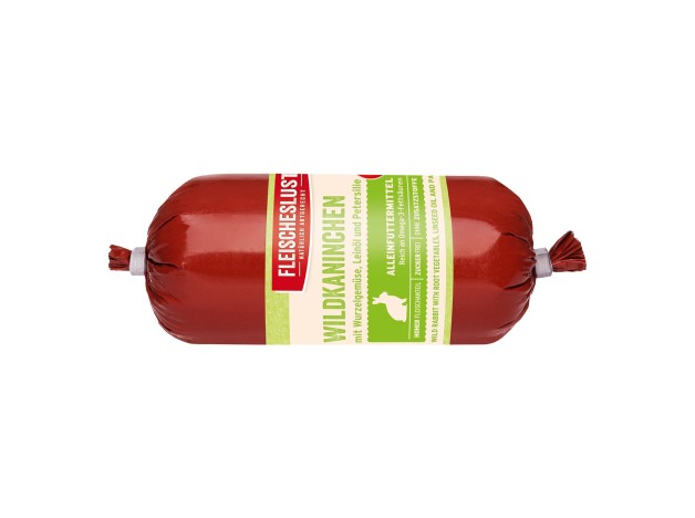 Salchichas para perro,  Fleischeslust liebre con tubérculos, alimentación natural