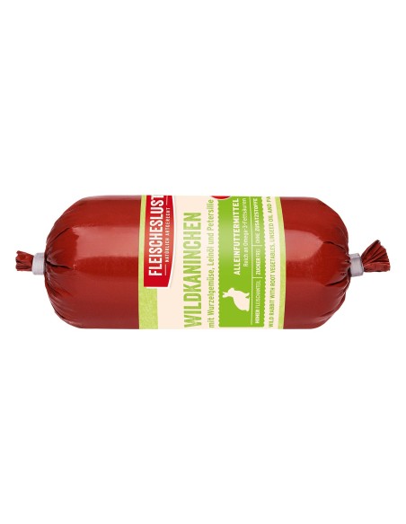 Salchichas para perro,  Fleischeslust liebre con tubérculos, alimentación natural