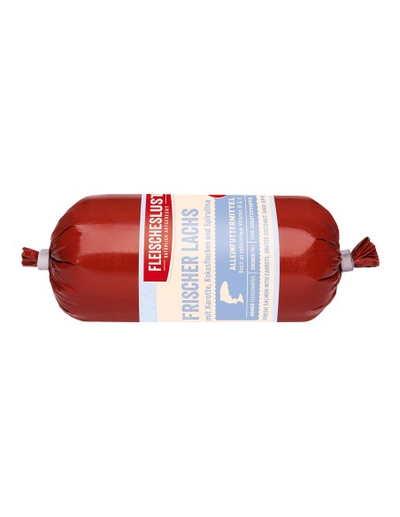 Fleischeslust salchichas para perros de Salmón con ternera, comida natural decalidad