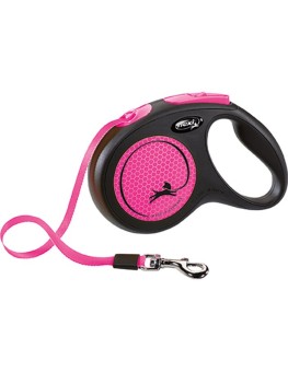 Flexi Neon Rosa, correa extensible de cinta para perros