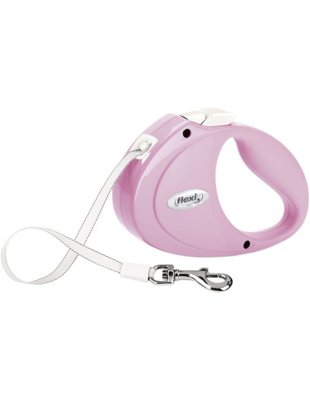 Correa extensible Flexi Puppy rosa para cachorros