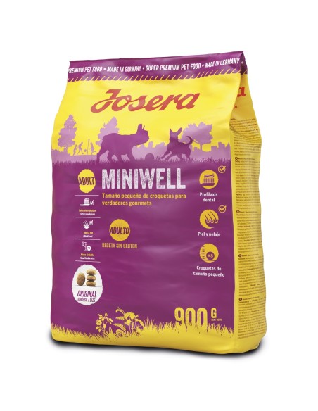 Pienso josera mini Wel para perros de razas pequeñas, alimentación de cordero envase de 900 gra