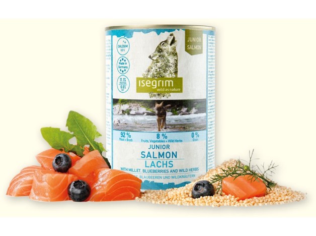 Isegrim lata de salmón de 800 gr. Comida húmeda para perros