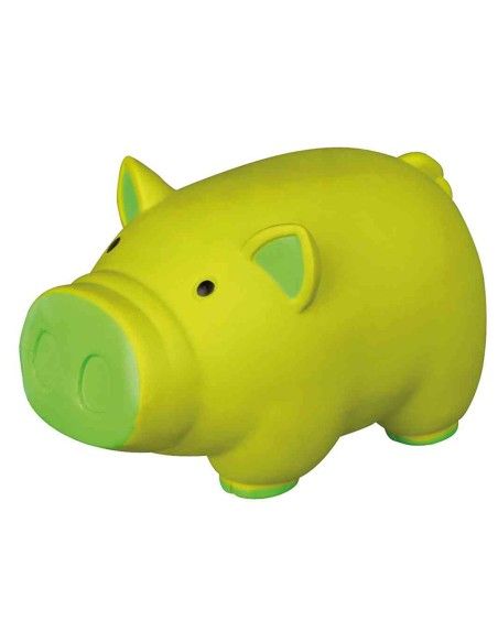 Juguete Trixie cerdito de latex con sonido original verde manzana