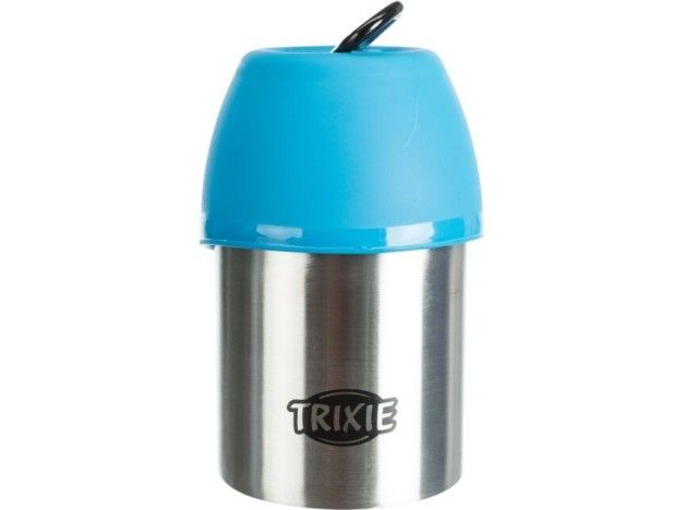 Bebedero de viaje trixie con botella para perros color azul