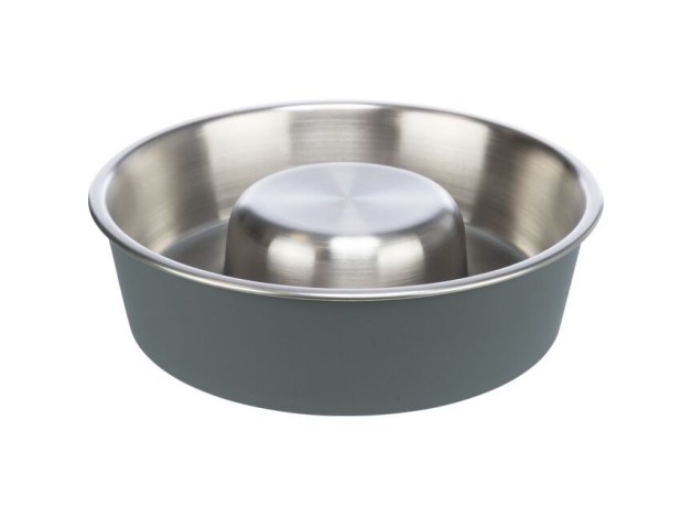 Comedero metálico anti ansiedad para perros, Trixie Slow Feed color gris