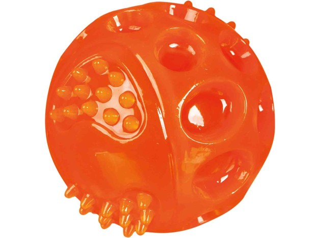 pelota luminosa Trixie flash color naranja para perros