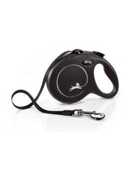 Flexi new bassic negra cinta, correa extensible para perros Flexi - 1