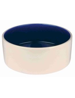 Comedero trixie de ceramica, blanco y azul, para perros