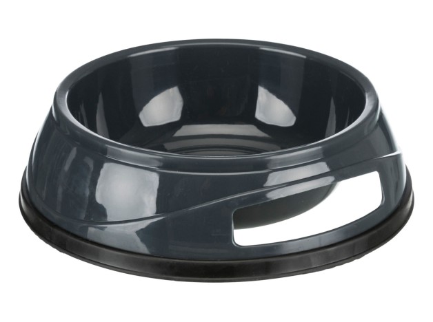 Comedero de plástico ligero con base antideslizante para perros, de la marca trixie